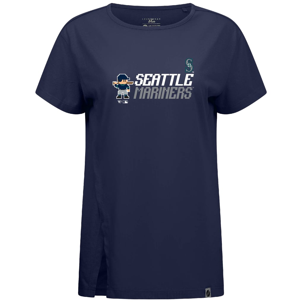  Seattle Mariners Levelwear Women's Influx 8-Bit Baseball T-Shirt - Navy